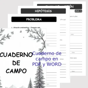 Portada del cuaderno de campo editable para proyectos de ciencia