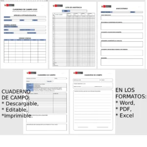 Portada del Cuaderno de Campo para Docentes MINEDU en formatos Word Excel PDF.